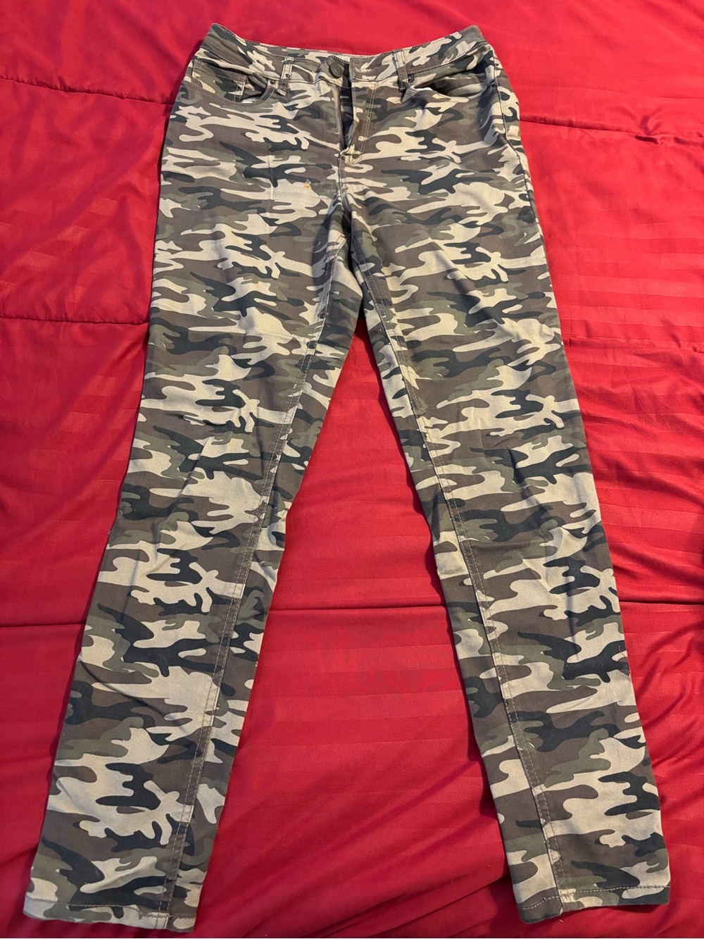 NOBO Junior Camo Print Jeans - Olive & Gray